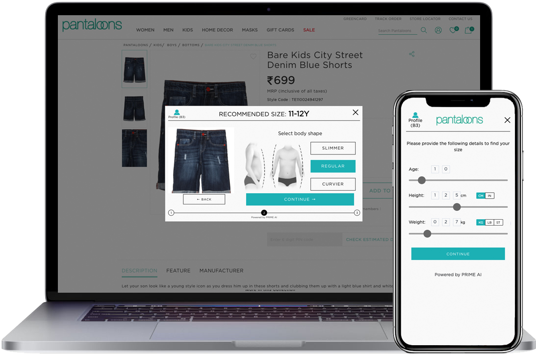 PRIME AI Kids clothing fit finder technology